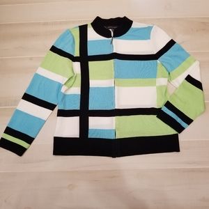 {M} Ming Wang Abstract Design Full Zip Up Blazer